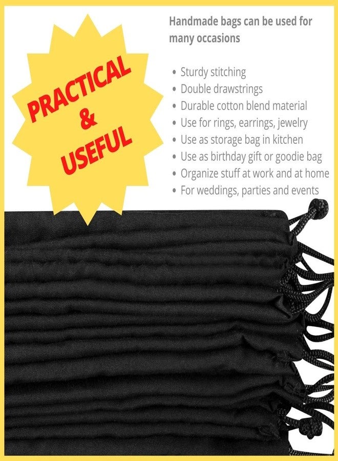 DR Black Cotton Drawstring Bags For Jewelry Gifts Accessories Reusable Quality (3 x 4 inch - 24 pack, Black) - Image 3
